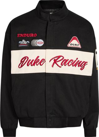 Duke and Dexter Racing Patchwork Appliqu&eacute;s Cotton Varsity Jacket - Black - XL