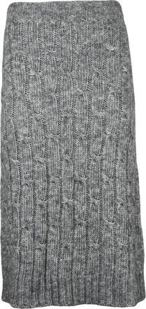 Max Mara Longuette - Dames - Midirokken - Grijs - XS - Katoen - Rokken
