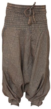 Shopoholic Fashion Unisex Loose Fit Baggy Trousers Stonewashed Plain Hippy Harem Pants (Grey)