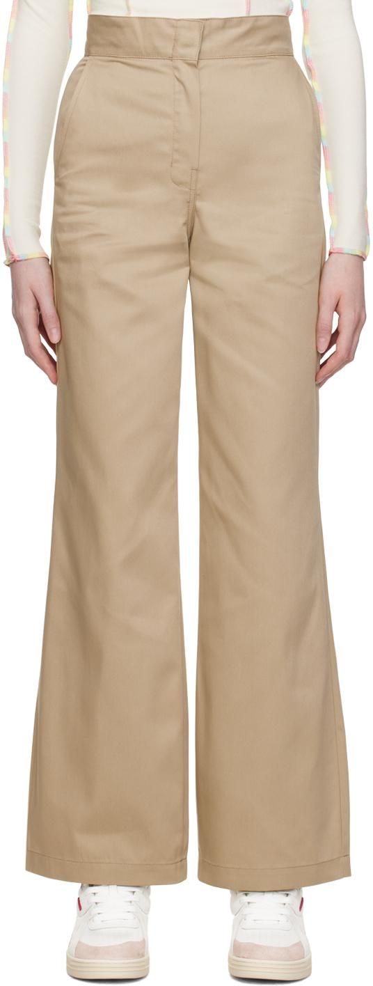 パンツ PALM ANGELS WOMEN Suit Cargo Pants Brown/Black Palm Angels logo-embroidered wide-leg Track Pants | Black