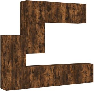 vidaXL 5 Piece TV Wall Units Smoked Oak Engineered Wood vidaXL