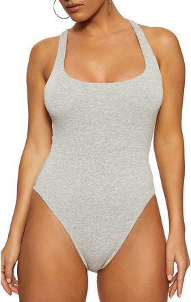 Naked Wardrobe Back in the Race Bodysuit in H Grey at Nordstrom Rack, Size X-Small