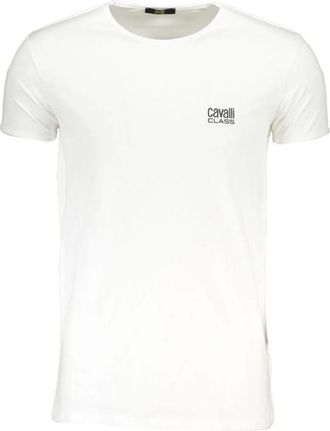 Cavalli White Crew Neck T-Shirt with Print