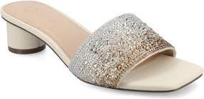 Journee Collection Flora Crystal Embellished Slide Sandal in White at Nordstrom Rack, Size 7.5