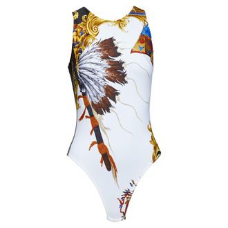 Versace Tribute native Americans colorful Indian print swimsuit