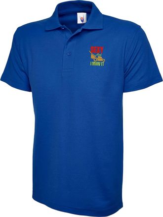 Generic Embroidered UC124 Sexy and I Mow It Polo T-Shirt, Funny Lawn Gardening Unisex Adults Top (Royal, L, l)