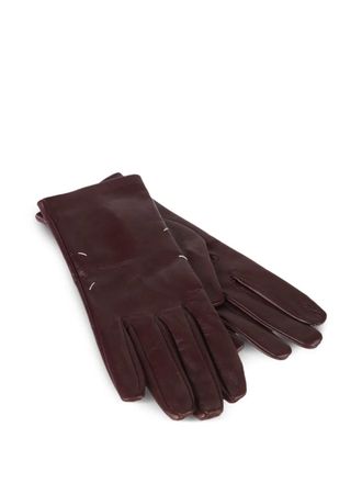 Maison Margiela leather fou-stitches gloves - women - Sheepskin - M - Red