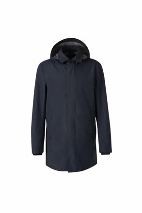 Herno Mens Removable Hood Raincoat In Dark Blue