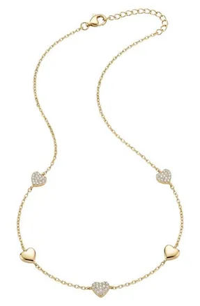 Argento Vivo Pav&eacute; Heart Station Necklace in Gold at Nordstrom