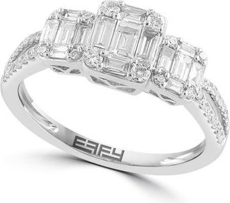 Effy 14K White Gold Diamond Three-Stone Ring in 14K Gold at Nordstrom, Size 7