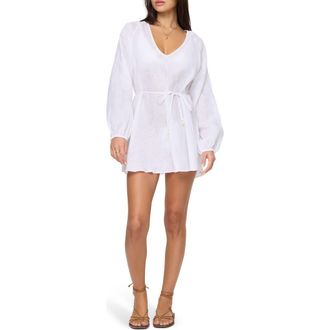 L*Space Boat Trip Linen Cover-Up Tunic in White at Nordstrom Rack, Size X-Small