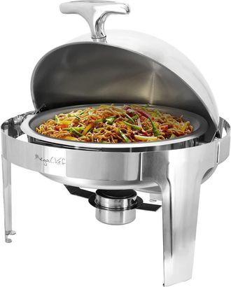 MegaChef 6.3 Quart Round Stainless Steel Dome Roll Top Professional Chafing Dish/Food Warmer/Buffet Server Serving Dish in Silver at Nordstrom