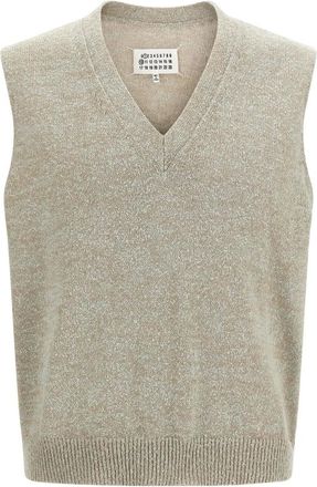 Maison Margiela V-neck Knitwear, male, Beige, 2XL, Light Bouclé Knit Vest