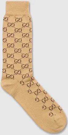 Gucci GG Cotton Blend Socks, Size L, Beige
