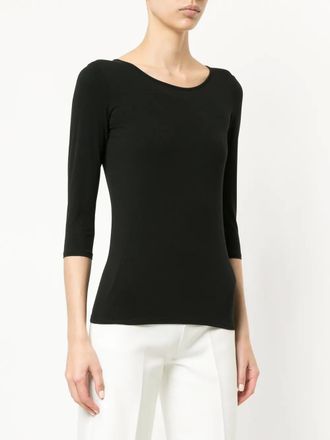Marc Cain three-quarter sleeve T-shirt - women - Spandex/Elastane/Polyamide - 3 - Black