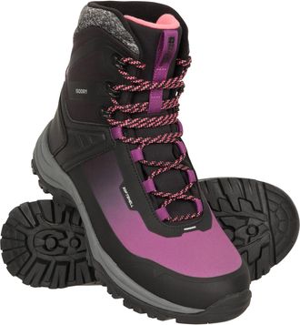 Mountain Warehouse Polar Womens Winter Boots with Ice Lock Outsole Thermal Waterproof Shoes Black Textile - Size UK 5