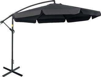 OUTSUNNY 2.7m Garden Cantilever Banana Parasol Sun Shade w/ Crank - Black | TJ Hughes