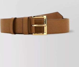 Prada leather belt with adjustable length and gold-tone buckle