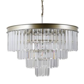 Netlighting Hanging Pendant Golden Champagne 8 Light with Crystal Glass Shade E14 in Gold