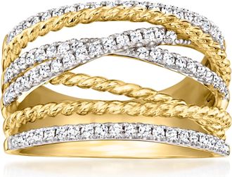 Ross-Simons Lab-Grown Diamond Highway Ring in 18kt Gold Over Sterling