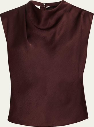 Vince Satin Draped Cowl-Neck Top