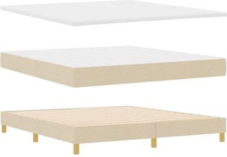 vidaXL Cama Con Somier Con Colch&oacute;n Crema 180 X 200 Cm Tela Vidaxl