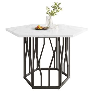 STILVORA Set Tavolo E Sedie Con 1 Tavolo Da Pranzo E 4 Sedie, Per Sala Da Pranzo, Velluto, Mdf E Acciaio, Nero E Bianco