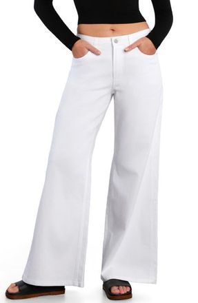 HINT OF BLU Myra Mid Rise Wide Leg Jeans in White at Nordstrom, Size 31