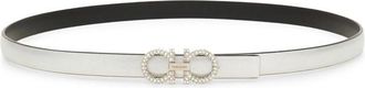 Ferragamo Silver Gancini Embellished Buckle Belt