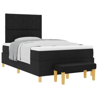 vidaXL Vidaxl - Cama Tipo Box Spring Con Colch&oacute;n Negro 120 X 190 Cm Tela