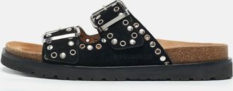 Dsquared2 Black Suede Gothic Grunge Flat Sandals