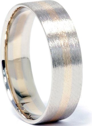 Pompeii3 Brushed Two Tone Wedding Band 14K Gold