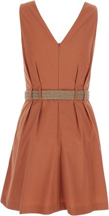 Brunello Cucinelli Womens Midi Dress Cotton Orange
