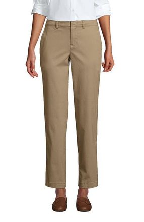 Lands End Mid Rise Classic Straight Leg Chino Ankle Pants in Desert Tan at Nordstrom, Size 20W