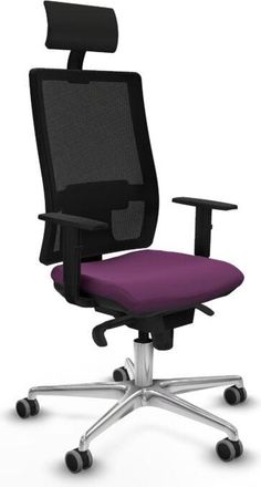 Piqueras y Crespo Piqueras Y Crespo - Horna sincro malla negra similpiel morado brazos 1D base aluminio cabecero fijo ruedas 65mm engomadas