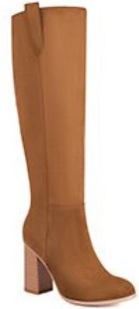 Generic Womens Knee-High Boots Suede-Like Fabric Pointed Toe Block Heels Wooden Heel Pull Tab Slip On Solid Color Stylish Durable Design,Brown,4.5 UK