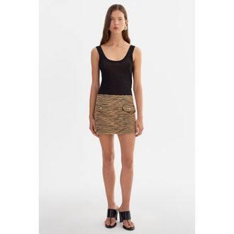 LaMarque Olexa | Faux Hair Tiger Print Mini Skirt in Ivory Tiger at Nordstrom, Size Xx-Small