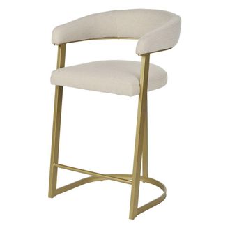 Maisons du monde Taburete alto de cocina en beige y dorado Alt. 66