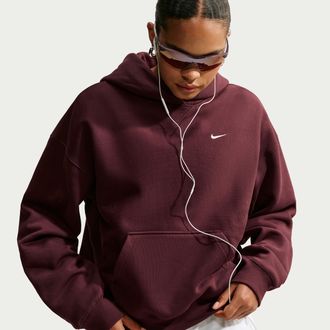 Nike Womens Studio Fleece Heavyweight Oversized Pullover Hoodie in Purple | IO2105-658