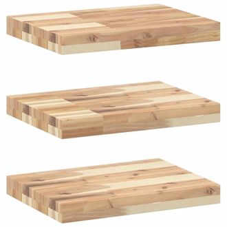 Berkfield Home Floating Shelves 3 pcs 60x30x4 cm Untreated Solid Wood Acacia in Brown | Size: 60 x 30 x 4 cm
