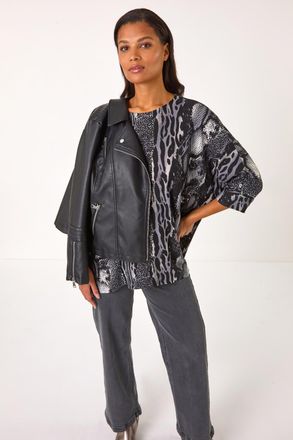 Roman Animal Print Tunic Top