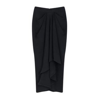 Givenchy Rokken, Dames, Zwart, XS, Gedrapeerde midi-rok in cr&ecirc;pe cady