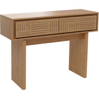 Hhg Mesa Consola Hhg 119, Mesa Auxiliar Para Tel&eacute;fono, Mesa Auxiliar, Caj&oacute;n, Melamina, 86 X 110 X 41 Cm, Olmo Natural