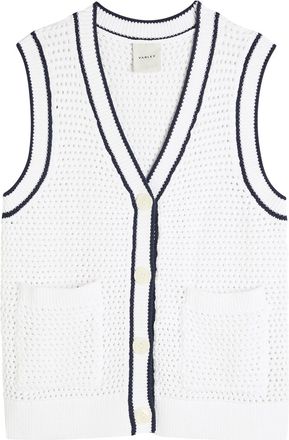 Varley Leilani V-neck Open-knit Vest - White - S (UK8-10 / S)