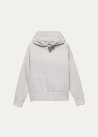 Prada Jewel Brooch Cotton Hoodie
