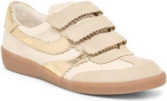 Dolce Vita Merit Leather Velcro Sneaker in White/gold Leather at Nordstrom, Size 7.5