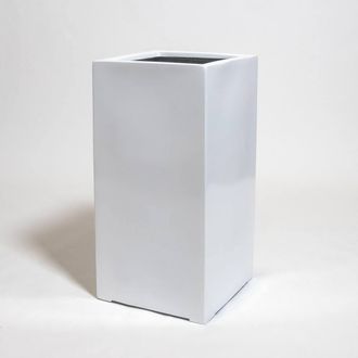 PRIMROSE White Gloss Polystone Tall Square Cubic Planter 80cm