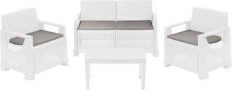 Dmora Set De Sala Exterior Covo, Sal&oacute;n Al Aire Libre Para 4 Personas, Fabricado En Italia, Blanco