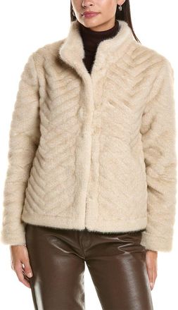 La Fiorentina Striped Faux Fur Jacket