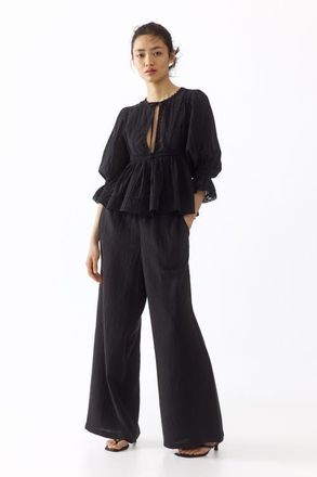 H&M Straight-leg muslin pants in Nearly Black at Nordstrom, Size X-Small